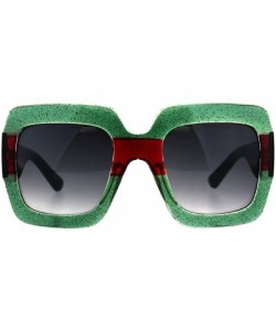 Oversized Womens Thick Glitter Plastic Butterfly Designer Diva Sunglasses - Green Red - CT180GL9MLQ $11.47