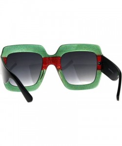 Oversized Womens Thick Glitter Plastic Butterfly Designer Diva Sunglasses - Green Red - CT180GL9MLQ $11.47