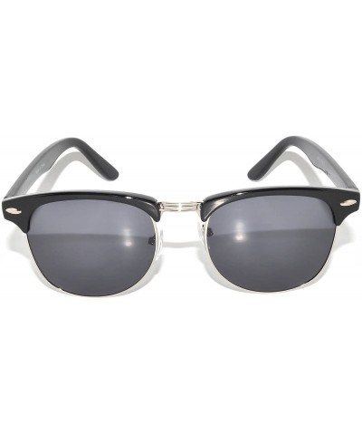 Rimless Retro Classic Sunglasses Metal Half Frame Colorful Lens Uv Protection - Black-silver Smoke - C311NO8D063 $11.65
