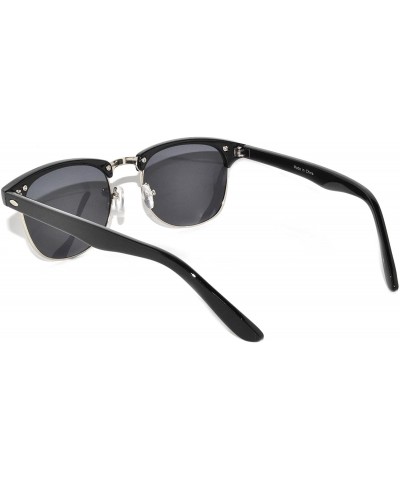 Rimless Retro Classic Sunglasses Metal Half Frame Colorful Lens Uv Protection - Black-silver Smoke - C311NO8D063 $11.65