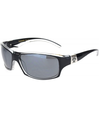 Sport Biohazard Mens Warp Around Biker Style Sport Plastic Sunglasses - Black Clear Solid Black - C518OTH783Q $9.41