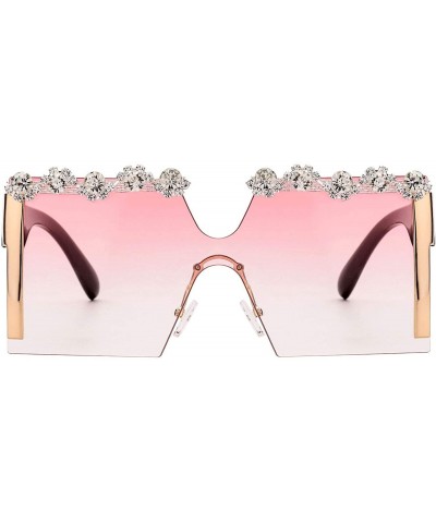 Square Oversize Diamond Sunglasses Rinestone Gradient - CR197MD2LTQ $48.25