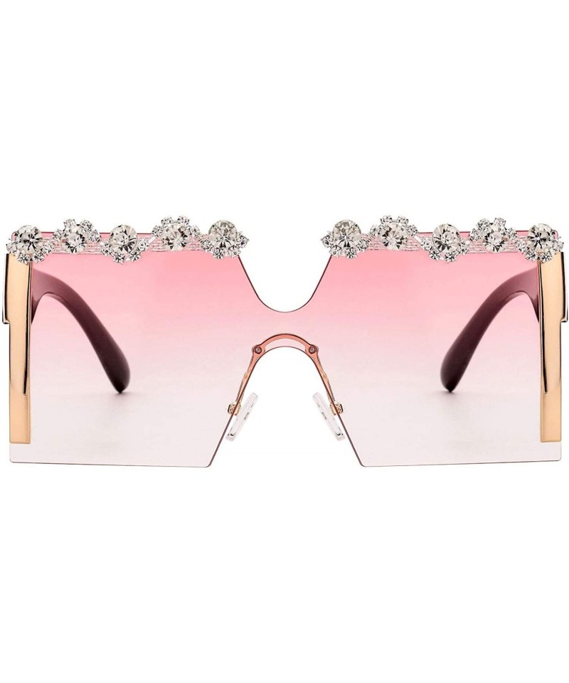 Square Oversize Diamond Sunglasses Rinestone Gradient - CR197MD2LTQ $26.48