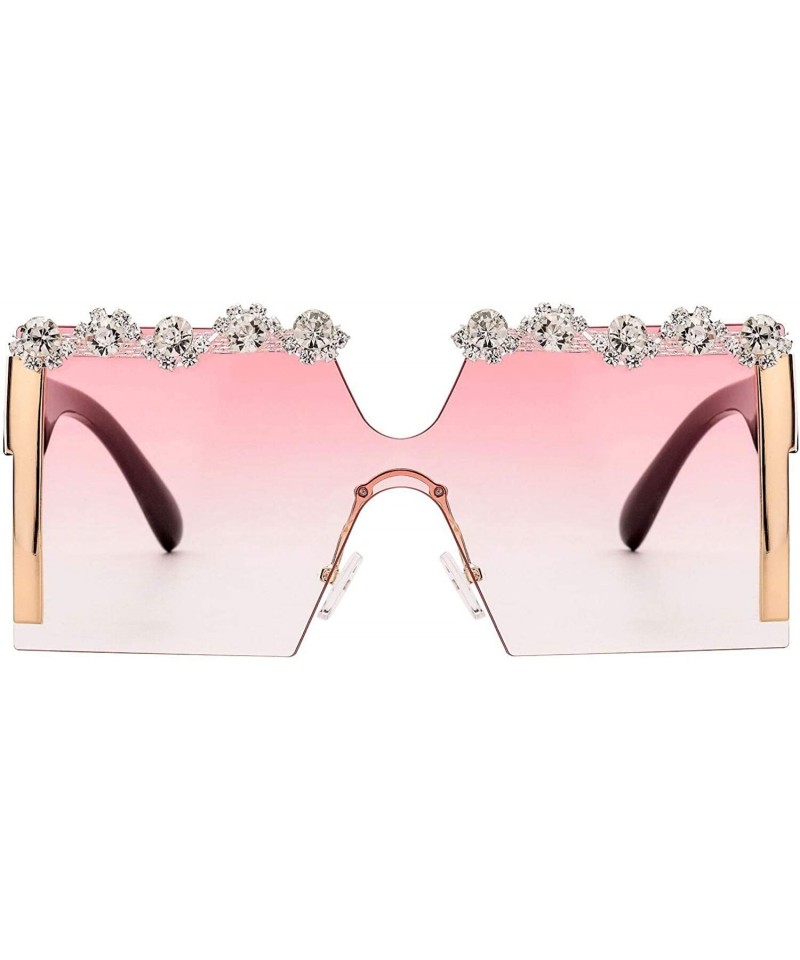Square Oversize Diamond Sunglasses Rinestone Gradient - CR197MD2LTQ $26.48