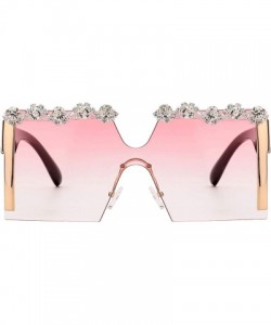 Square Oversize Diamond Sunglasses Rinestone Gradient - CR197MD2LTQ $26.48