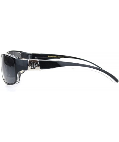 Sport Biohazard Mens Warp Around Biker Style Sport Plastic Sunglasses - Black Clear Solid Black - C518OTH783Q $9.41