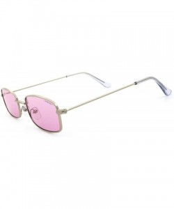 Oversized Fashion Vintage Metal Frame Sunglasses for Men and Women UV 400 Protection - Silver Frame Pink Lens - CG18REGQ498 $...