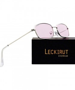 Oversized Fashion Vintage Metal Frame Sunglasses for Men and Women UV 400 Protection - Silver Frame Pink Lens - CG18REGQ498 $...