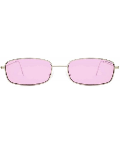 Oversized Fashion Vintage Metal Frame Sunglasses for Men and Women UV 400 Protection - Silver Frame Pink Lens - CG18REGQ498 $...
