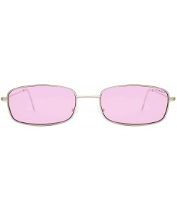 Oversized Fashion Vintage Metal Frame Sunglasses for Men and Women UV 400 Protection - Silver Frame Pink Lens - CG18REGQ498 $...