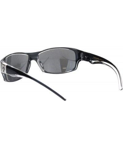 Sport Biohazard Mens Warp Around Biker Style Sport Plastic Sunglasses - Black Clear Solid Black - C518OTH783Q $9.41