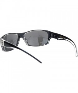 Sport Biohazard Mens Warp Around Biker Style Sport Plastic Sunglasses - Black Clear Solid Black - C518OTH783Q $9.41