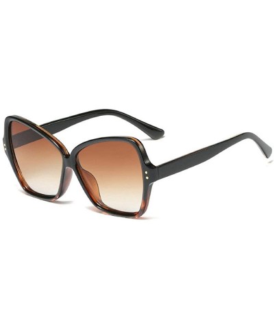 Oversized New fashion retro large box unisex rice nails irregular brand designer sunglasses UV400 - Black&leopard - CR18TI6EN...
