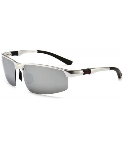 Oversized Glasses driving sunglasses aluminum magnesium polarized sunglasses men's sports glasses - Silver-white - C5190MATCD...
