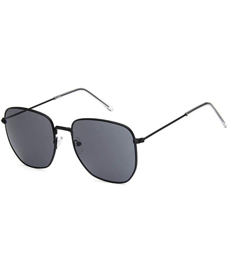 Square Unisex Sunglasses Fashion Gold Brown Drive Holiday Square Non-Polarized UV400 - Black Grey - CP18RH6SOWT $10.35