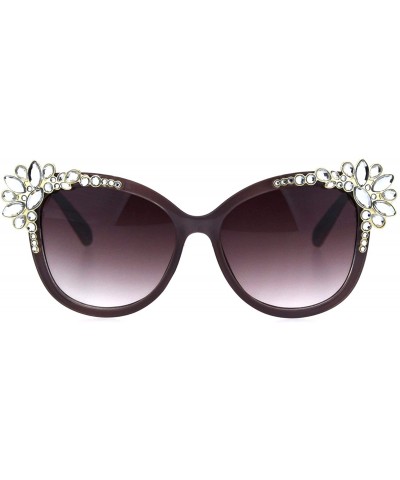 Butterfly Womens Large Rhinestone Jewel Trim Plastic Butterfly Sunglasses - Frost Purple - C118HK3XL39 $11.64