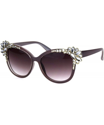 Butterfly Womens Large Rhinestone Jewel Trim Plastic Butterfly Sunglasses - Frost Purple - C118HK3XL39 $11.64