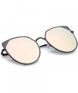 Cat Eye Women's Oversize Pink Colored Mirror Flat Lens Cat Eye Sunglasses 59mm - Black / Pink Mirror - CS1825DQ8HH $9.67