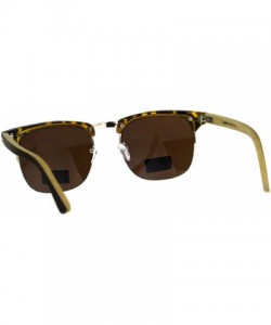 Square Real Bamboo Wood Temple Sunglasses Square Horn Rim Designer Style Shades - Tortoise (Brown) - CA18D5SXD4L $13.83
