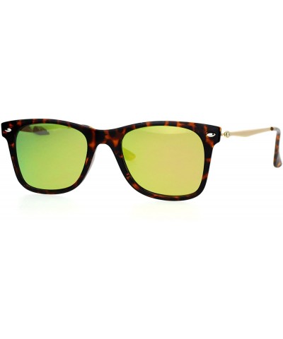 Wayfarer Retro Minimal Plastic Mirror Flat Lens Horned Sunglasses - Tortoise Peach - C112G7GVR81 $26.93