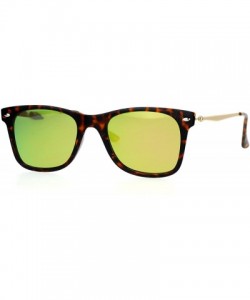 Wayfarer Retro Minimal Plastic Mirror Flat Lens Horned Sunglasses - Tortoise Peach - C112G7GVR81 $11.80