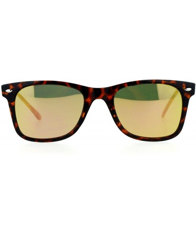 Wayfarer Retro Minimal Plastic Mirror Flat Lens Horned Sunglasses - Tortoise Peach - C112G7GVR81 $11.80