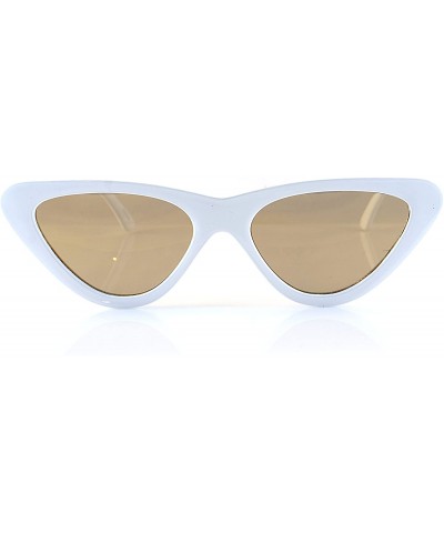 Cat Eye Iconic Celebrity Mirrored Slim Cat-Eye Sunglasses A057 - White/ Partial Mirror - CG1893HTKGH $12.82