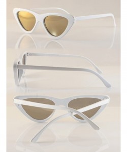 Cat Eye Iconic Celebrity Mirrored Slim Cat-Eye Sunglasses A057 - White/ Partial Mirror - CG1893HTKGH $12.82