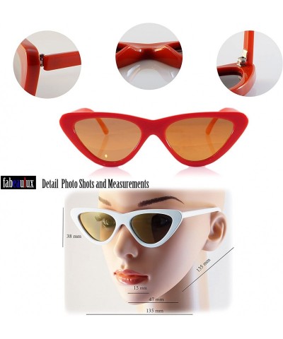 Cat Eye Iconic Celebrity Mirrored Slim Cat-Eye Sunglasses A057 - White/ Partial Mirror - CG1893HTKGH $12.82