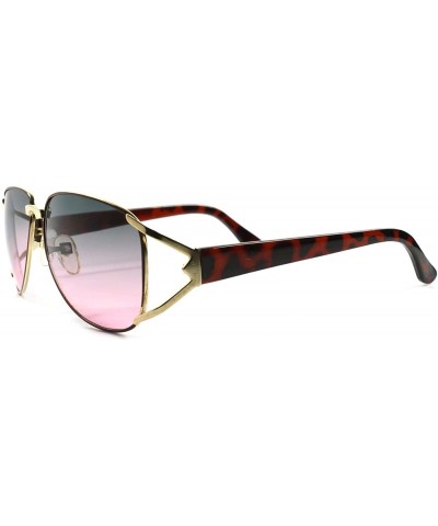 Aviator Vintage 80s 90s Oversized Pink & Gray Lens Gold Womens Sunglasses - CR180246EGH $22.75