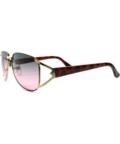 Aviator Vintage 80s 90s Oversized Pink & Gray Lens Gold Womens Sunglasses - CR180246EGH $13.95