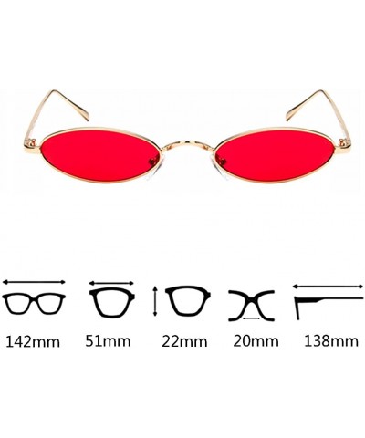 Oval Women Fashion Retro Small Oval Metal Frame Sunglasses Eyewear UV400 - Gold Metal Frame+red Lens - CU18D6NEXRX $10.28