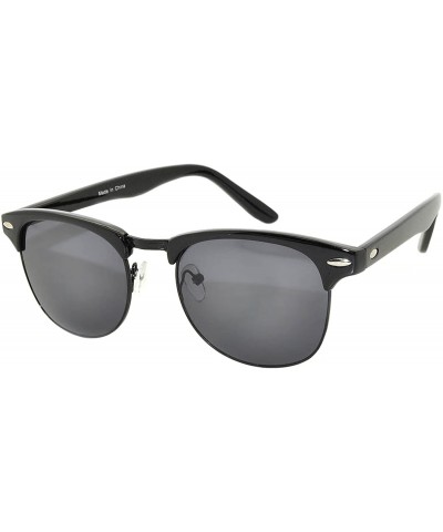 Oval Aviator Brow Bar Flat Mirror Multicolor Lens Sunglasses Metal Frame - Smoke_black - CQ183G2YSL5 $8.96