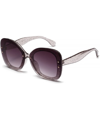 Butterfly Oversize Classic Sunglasses Glittery Gradient - Grey - CX18ACETGK2 $9.80