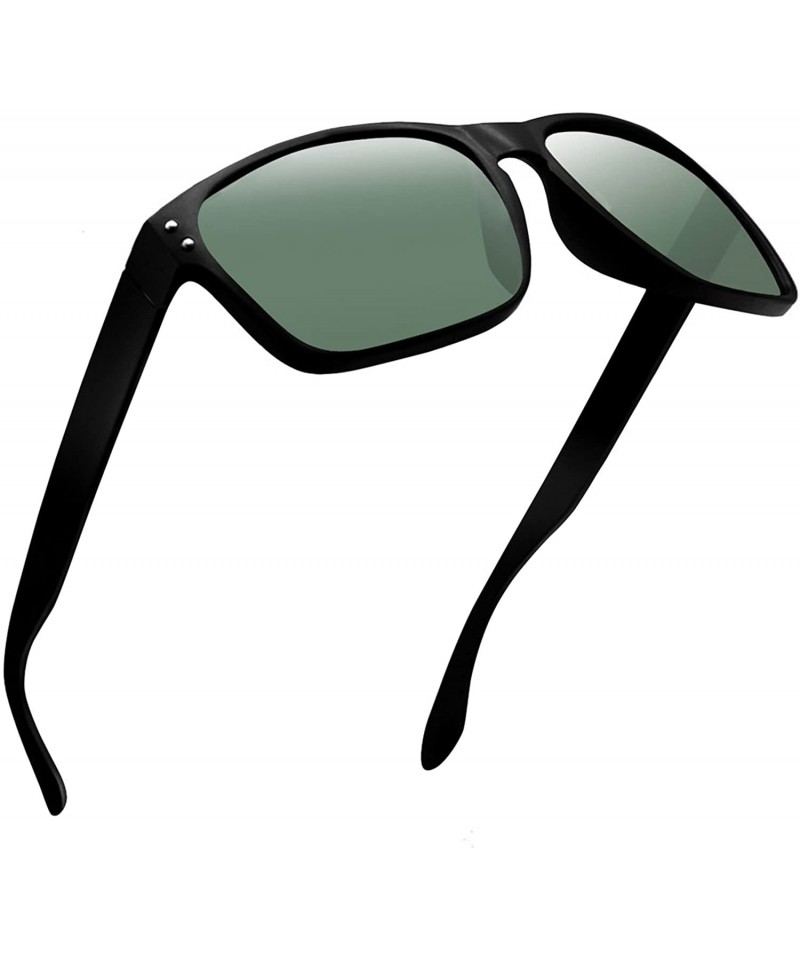 Wayfarer Polarized Sunglasses for Men Women Driving Fishing Unisex Vintage Rectangular Sun Glasses - CC180OTCTM4 $13.65
