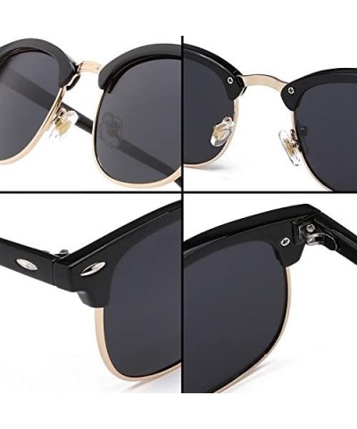 Round Genuine Semi Metal Quality Horn Rimmed Sunglasses Men Women Stylish UV400 - Leopard/Clear - CI18EUH3MHN $9.58