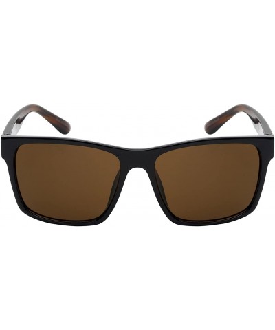Square Retro Inspired Square Sunglasses w/Solid Lens 541055-SD - Black+brown - C112LWVV9L1 $7.61