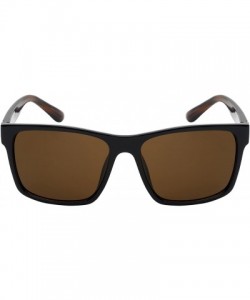 Square Retro Inspired Square Sunglasses w/Solid Lens 541055-SD - Black+brown - C112LWVV9L1 $7.61