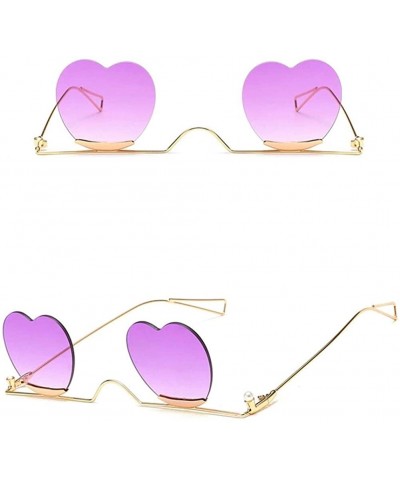 Rimless Fashion Small Rimless Sunglasses Women Vintage Heart Glasses Luxury Brand Metal Pearl Frame Unique Eyewear - 5 - CO19...