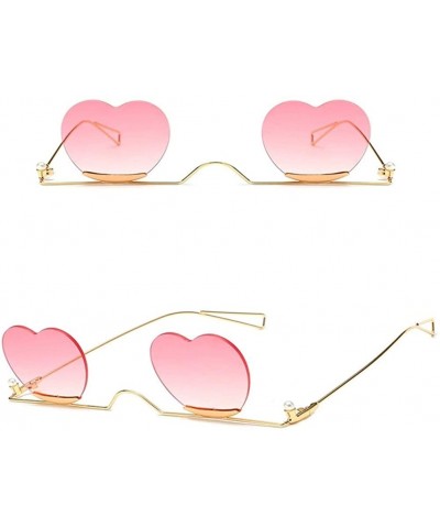 Rimless Fashion Small Rimless Sunglasses Women Vintage Heart Glasses Luxury Brand Metal Pearl Frame Unique Eyewear - 5 - CO19...