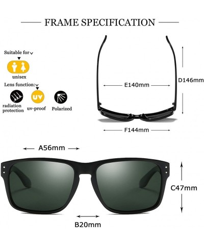 Wayfarer Polarized Sunglasses for Men Women Driving Fishing Unisex Vintage Rectangular Sun Glasses - CC180OTCTM4 $13.65