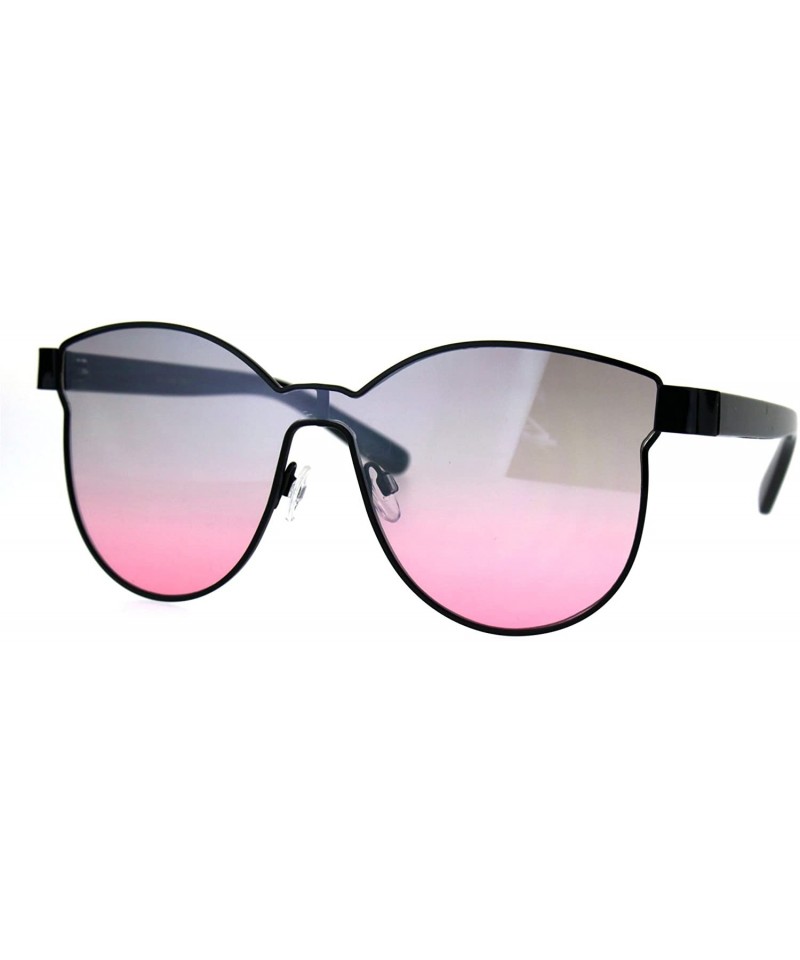 Shield Womens Trendy Chic Panel Shield Butterfly Designer Sunglasses - Black Grey Pink - CT185HI5WTZ $11.83