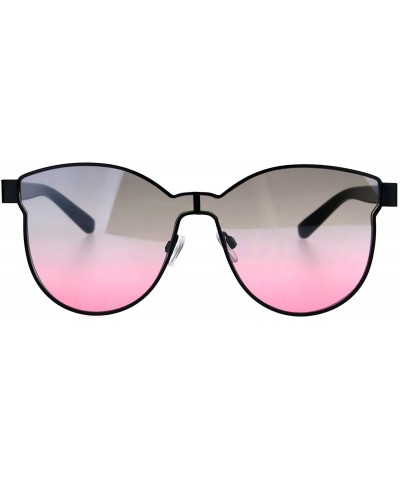 Shield Womens Trendy Chic Panel Shield Butterfly Designer Sunglasses - Black Grey Pink - CT185HI5WTZ $11.83