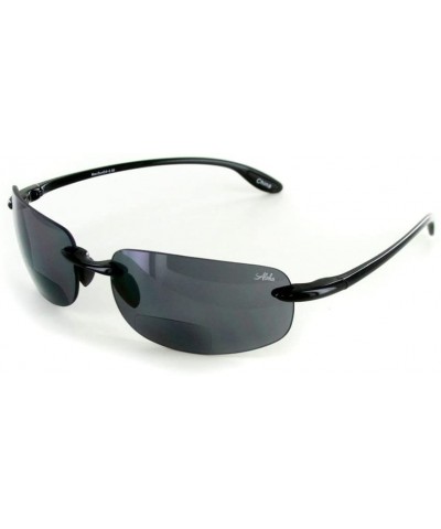 Sport "Oahu Sun Deluxe" Wrap-Around Rimless Bifocal Sunglasses (Black w/Smoke +1.50) - C511MS1BPGJ $20.93