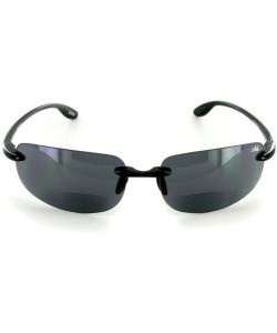 Sport "Oahu Sun Deluxe" Wrap-Around Rimless Bifocal Sunglasses (Black w/Smoke +1.50) - C511MS1BPGJ $20.93