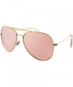 Oversized Women Sunglasses Polarized UV400 Double Bridge AVIATOR Mirrored Pink - Gold Metal Frame/ Mirror Pink Lens - C318H2Y...