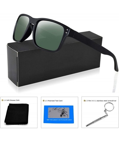 Wayfarer Polarized Sunglasses for Men Women Driving Fishing Unisex Vintage Rectangular Sun Glasses - CC180OTCTM4 $13.65