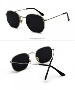 Oval Square Sunglases Men Women Metal Frame Fishing Glasses Gold Gray Eyewear - Gold Dark Green - CC194OG3IDC $31.36