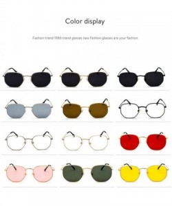 Oval Square Sunglases Men Women Metal Frame Fishing Glasses Gold Gray Eyewear - Gold Dark Green - CC194OG3IDC $31.36