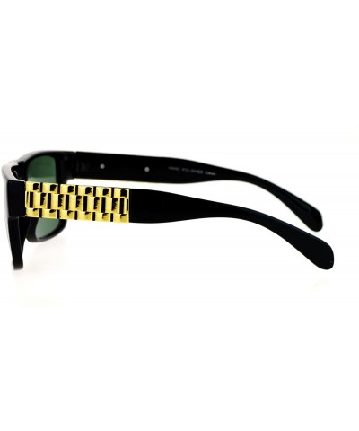 Square Impact Resistance Glass Lens Sunglasses Mens Square Luxury Metal Design - Black - CN1877KORD7 $11.93